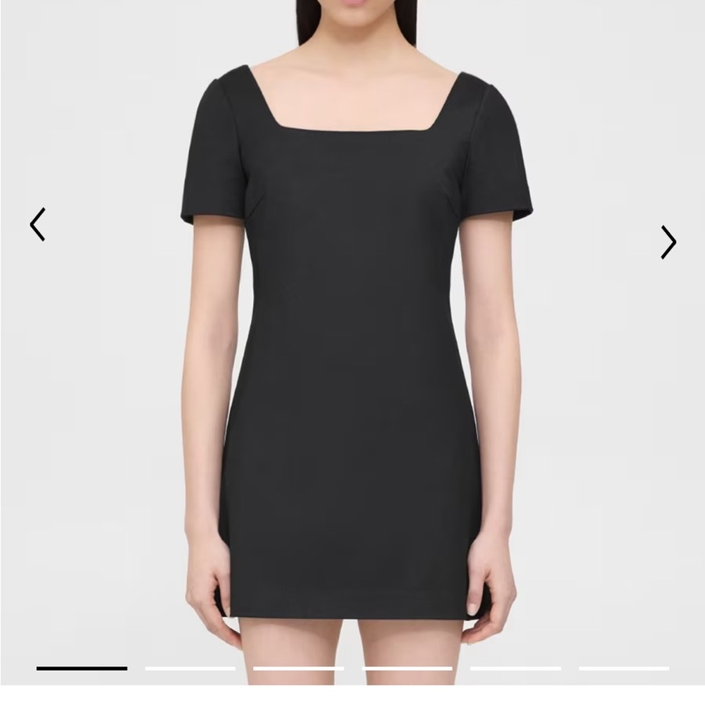 Theory Black Square Neck Mini Dress